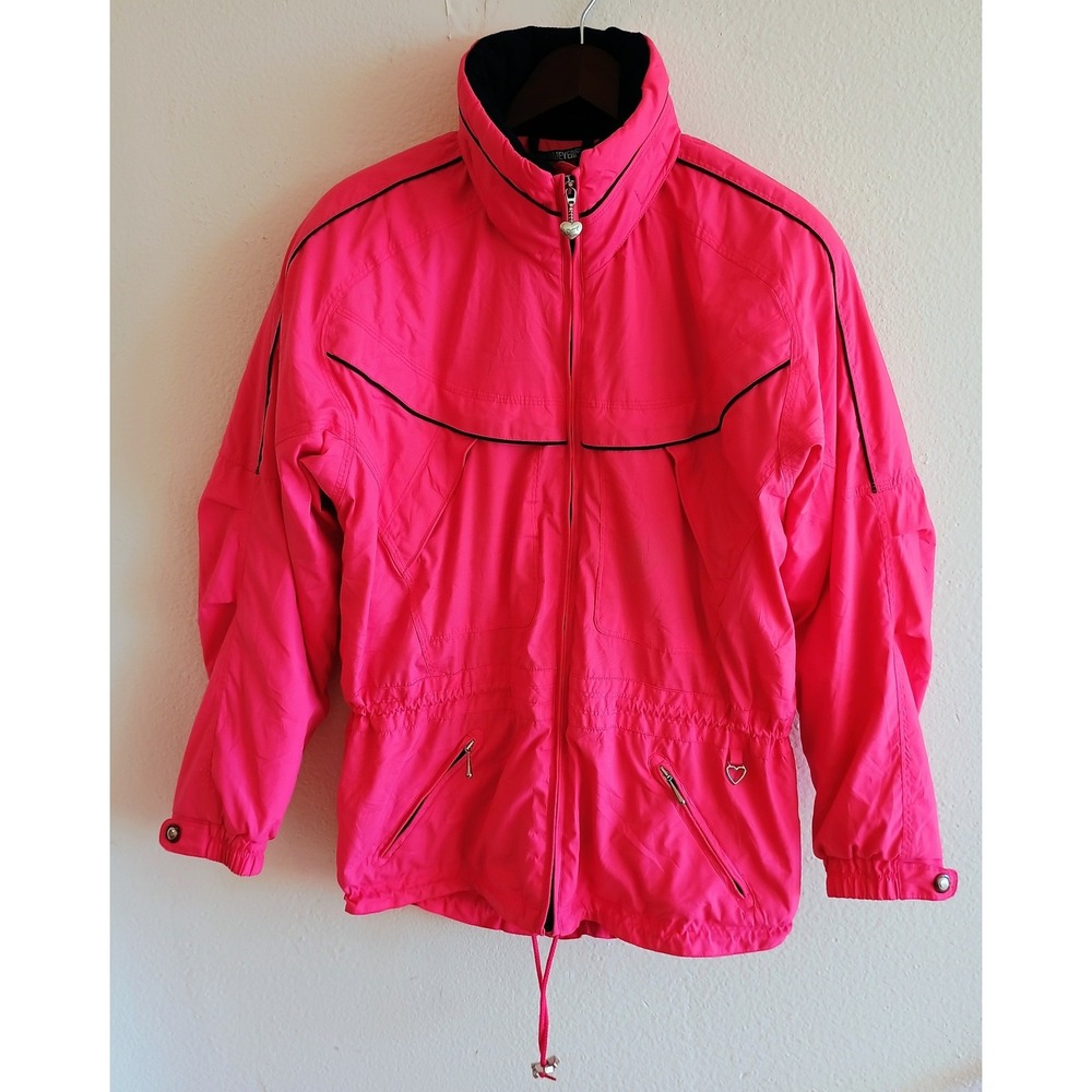 Vintage Obermeyer Pink Ski Jacket Womens 12 Neon Thermolite Insulated 90s Retro